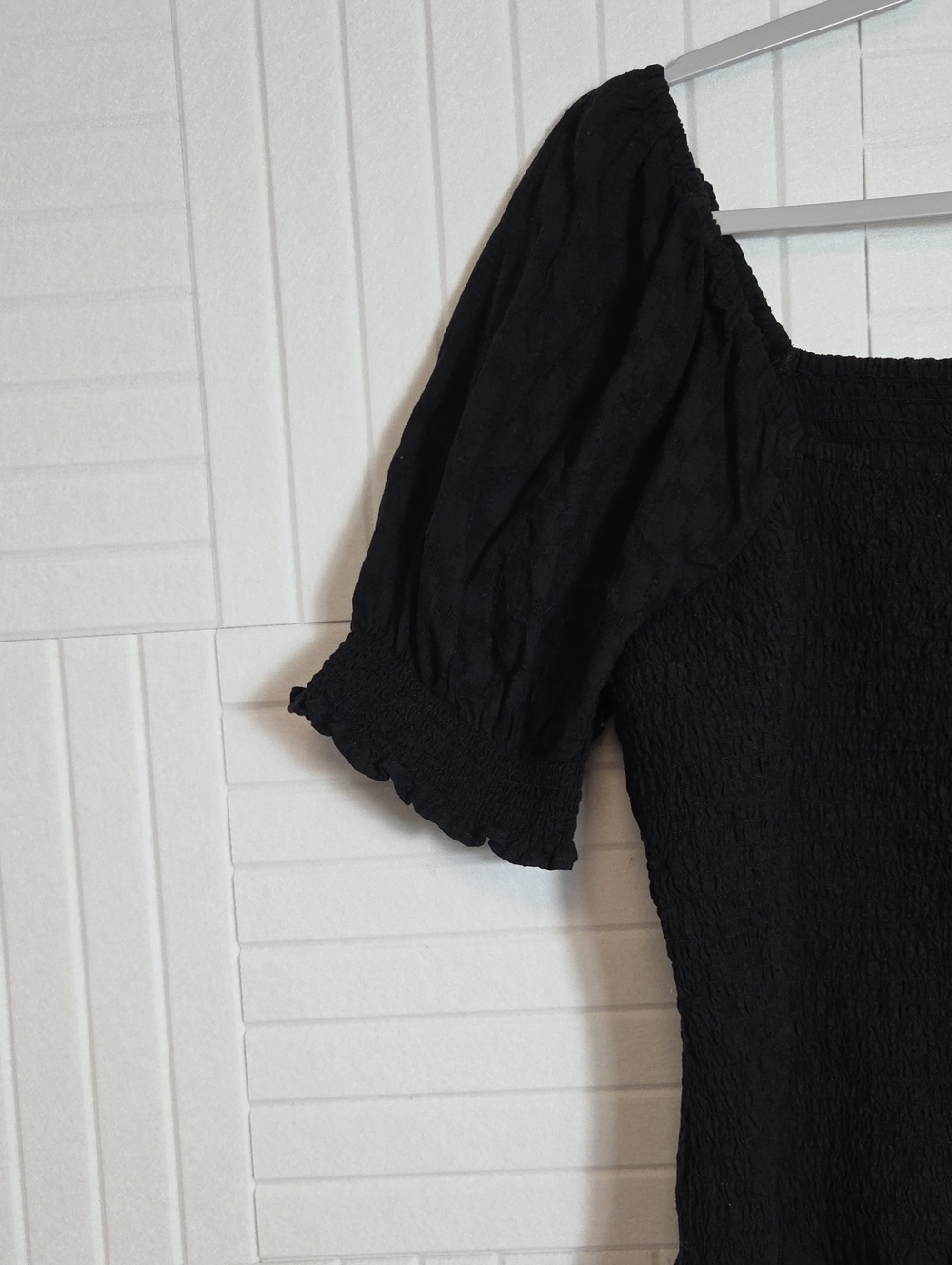 Madewell Black Smocked Ruffle Trim Peasant Top Size L - Picture 4 of 8